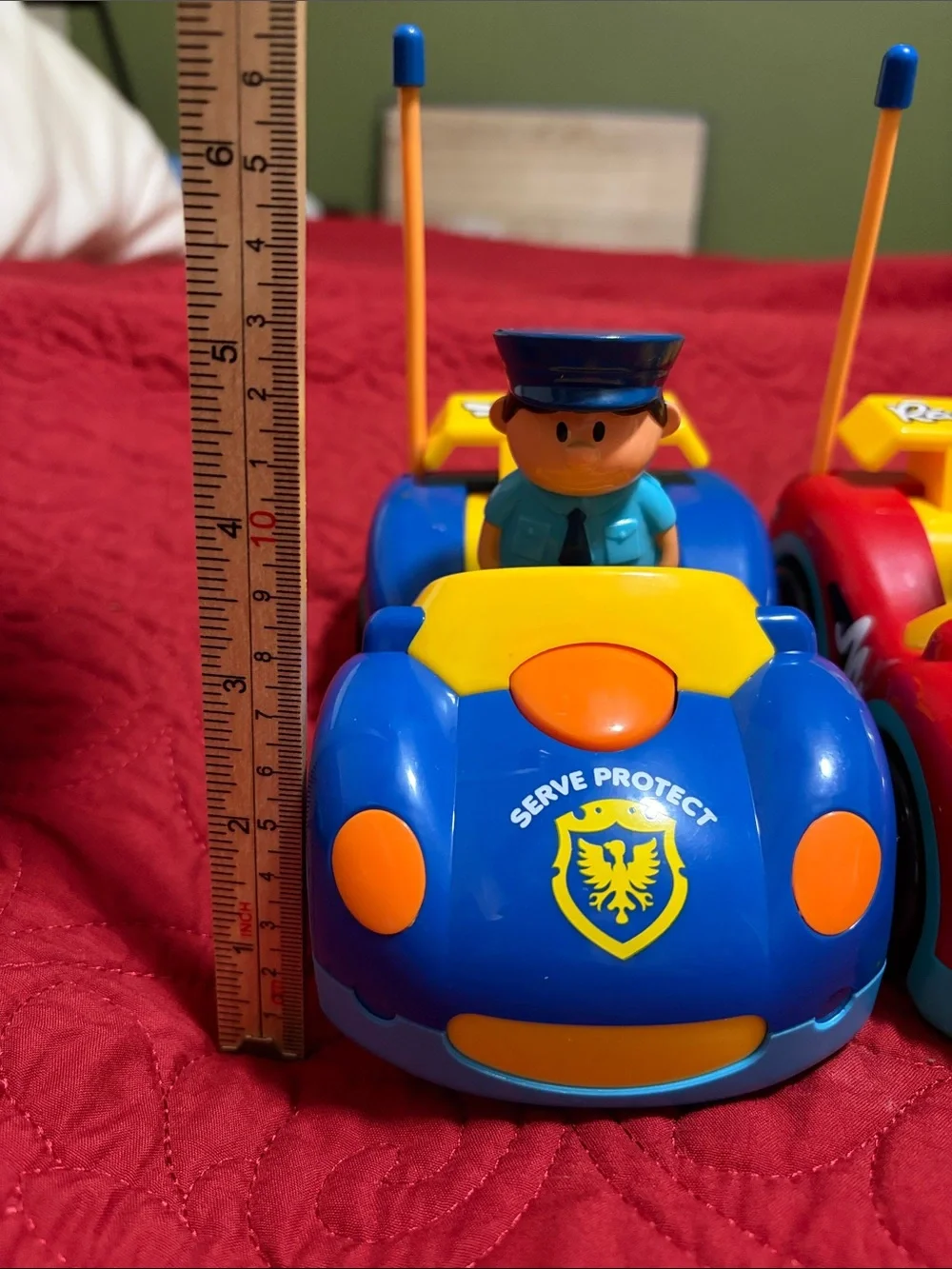 Kids Remote Control Police and Race Car Toy Set - Blue & Red